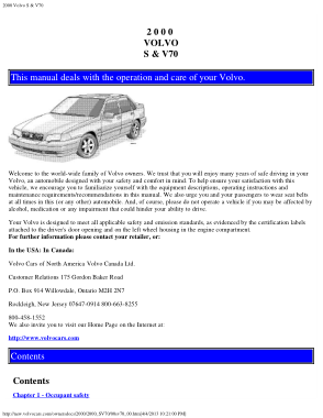 2000 Volvo V70 Owners Manual